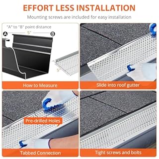 LALFPET Heavy Duty Aluminum Gutter Guard – 6 Inch x 52ft Mesh Leaf Filter Cover – DIY Weather-Resistant Gutter Protection – Easy Install, Fits Any Gutter, 13PCS, Scissors & Gloves Included –