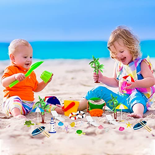 Burbell 24 Pieces Beach Style Miniature Ornament Set, Miniature Garden Doll House Cake Topper Decoration, Fairy Garden Accessories Micro Landscape Ornaments For Diy Fairy Garden Dollhouse Plant Decor #TOP4
