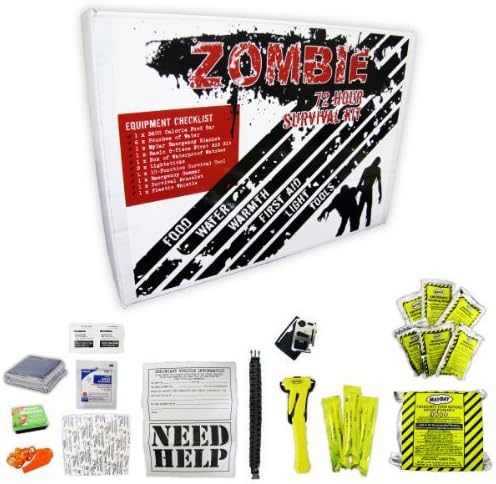 CPR Savers - 72 Hour Zombie Survival Kit – 1-Person 3-Day Emergency Preparedness Kit with Food, Water, First Aid, Light, and Survival Tools