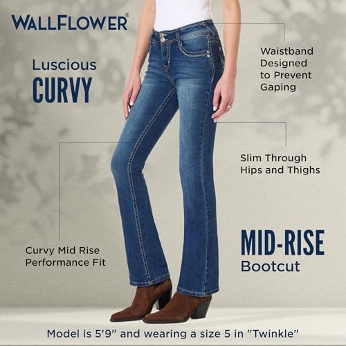 WallFlower Luscious Curvy Bootcut Jeans for Women Mid-Rise Insta Stretch Denim in Petite, Midsize, Plus Size, Juniors Jeans, Twinkle, 20 Plus - 3