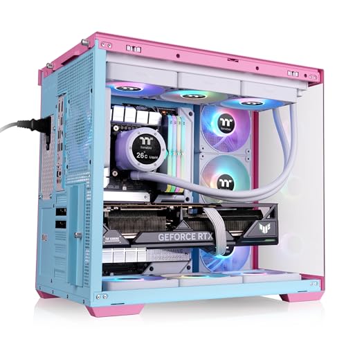 Image of Thermaltake View 380 TG ARGB Mid Tower Chassis; 4x120mm ARGB Lite Fans Included; 360mm Radiator Support; 415mm GPU Clearance; Hidden Connector Support; Bubble Pink; CA-1Z2-00MAWN-00