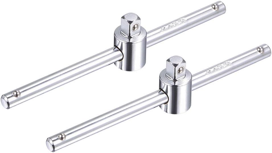 uxcell 1/4-Inch Drive Drive Sliding T-Handle Socket Wrench Chrome Finish Cr-V Steel 2 Pcs