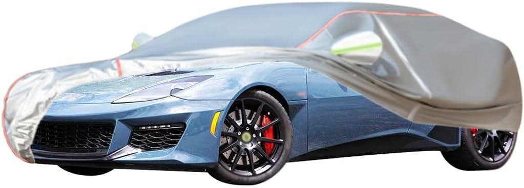 WOLWES Car Covers are Suitable for 2017-2021 Lotus Evora 400/GT, Water,Rain,Sun and Snow Resistant Oxford Fabric Car Cover,with Side Door Zip (Color : White, Size : Evora GT)