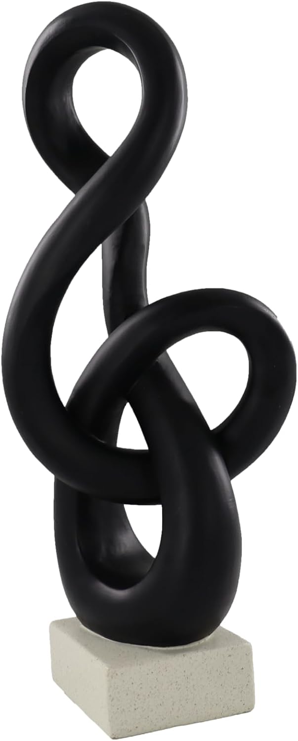 16" Modern Abstract Ribbon Decorative Sculpture, Knot Sculptures,Home Decor,Coffee Table Statues,Dining Living Room Desk Decor(Black)
