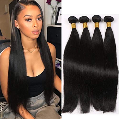 Brazilian Straight Hair 4 Bundles 100% Unprocessed Straight Virgin Human Hair Extensions Natural Black 14 16 18 20inch Colorful Bird