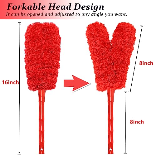 Image of 16 inch Microfiber Feather Duster, Big Microfiber Duster Make Home Cleaning More Efficient and Easy, Cleaning Tool for Office, Fan, Car, Computer,Furniture, Sofa, Railing (Red)