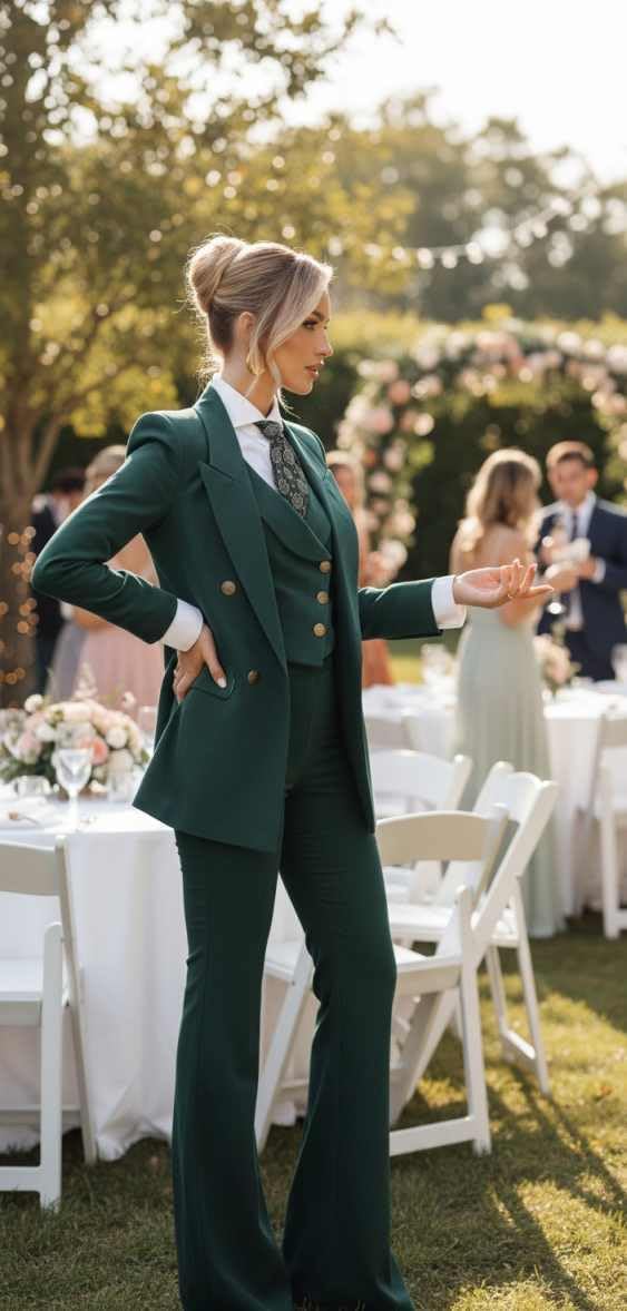 Formal Suits for Women 3 Piece Peak Lapel Womens Suit Double Breasted Blazer Vest Pants Set Wedding Party Prom Tuxedo
