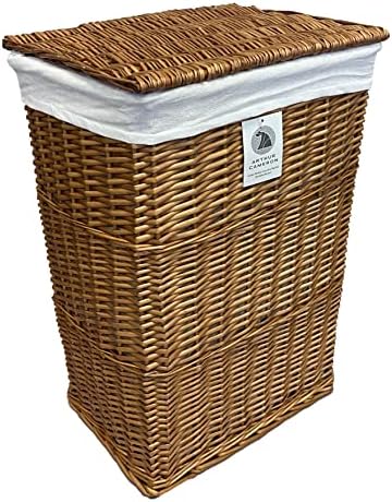 Large Wicker Laundry Wash Basket Bin (Medium, Wash White)