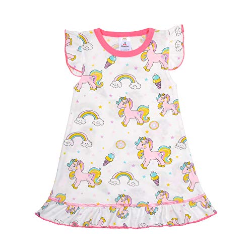 Girls Nightgown Unicorn Pajamas for Girls Flutter Sleeve Princess Soft Cute Sleepwear for Kids 2-9 Years2