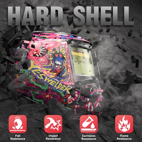 Image of YESWELDER Auto Darkening Welding Helmet, Blue Light Blocking, 1 /1 /1 /1 True Color Solar Powered Welding Hood with 2 Arc Sensors, Wide Shade 3.5 /9-13 Welder Mask for TIG MIG ARC and Grind