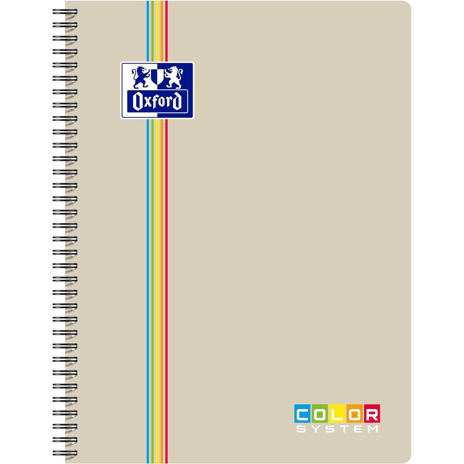OXFORD Lot de 5 Cahiers reliure intégrale COLOR SYSTEM, A4+, seyès 180p 90g Coloris Aléatoire