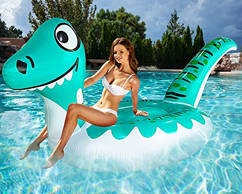 Giant Dinosaur Inflatable Pool Float Party Toys Ride-On With Durable Handles Summer Beach Swimming Pool Party Game Pool Toy Tube Raft Lounge Kids Adults Dinosaur Toy Island(125"X 47"X49") #TOP3