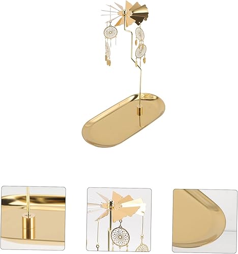 Miniatura 3 de ARTIBETTER 1 juego de decoración de escritorio bandeja de metal decoración de mesa de boda titular de vela giratorio de metal titular de la vela