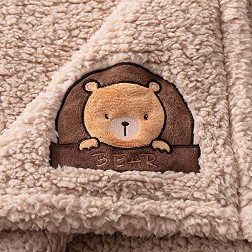 Bertte Sherpa Fleece Baby Blanket | Plush Swaddle Receiving Blankets Super Soft Warm Lightweight Breathable For Infant Toddler Crib Stroller - 33"X43" Large, Light Beige (N-Bab-Lb-33X43) #TOP3