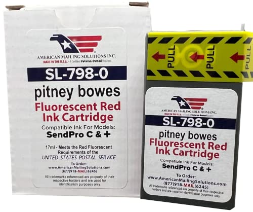 PB SendPro SL-798-0 Replacement Red Fluorescent Ink Cartridge for All SendPro Postage Meters