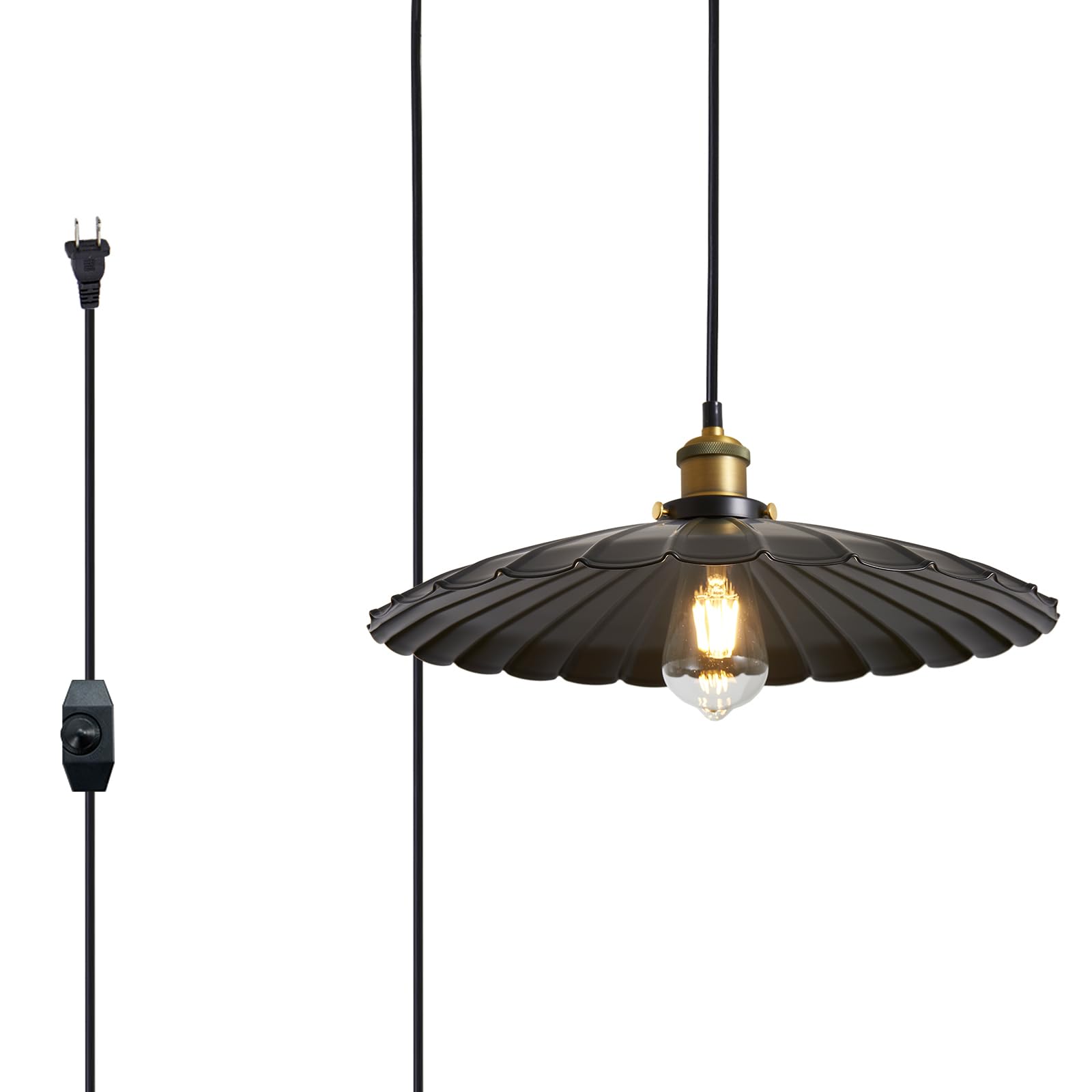 Photo 1 of ***FACTORY SEALED ***
Oyisen Plug in Pendant Lights for Ceiling,15.7 Inch Retro Black Metal Shade Plug in Hanging Lamp On/Off Switch Dining Room Hallway Hanging Pendant Light for Farmhouse