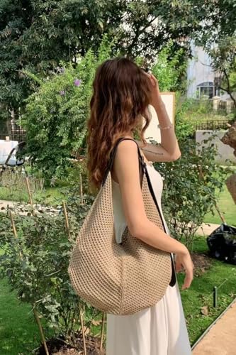 Ulisty Women Cotton Crochet String Bag Slouchy Summer Beach Hobo Purse Bohemian Knitted Vacation Shoulder Crossbody Handbag2