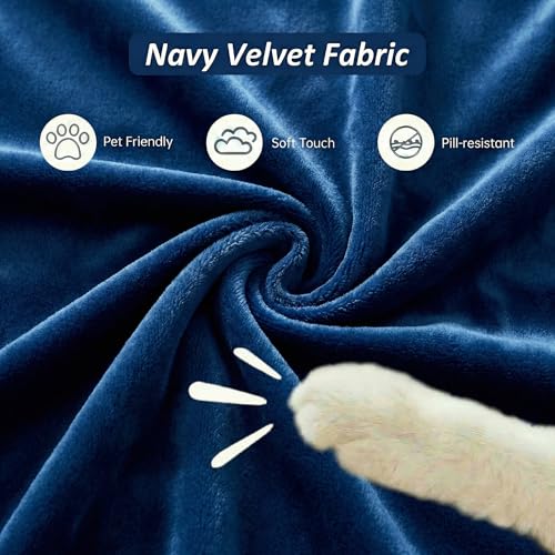 Image of KEIKI 62 inch Luxury Oversized Velvet Chesterfield Sofa with 2 Pillow & Gold Stainless Decoration, Italian Modern Style 2-Seater Button Tufted Couch with Rolled Arms, Easy Assembly, for Living Room, Navy