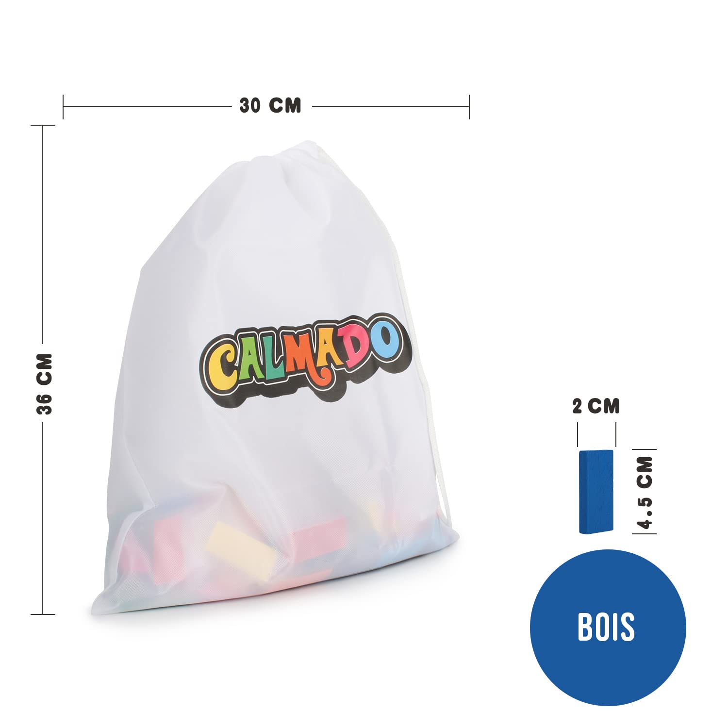 Calmado - 450pcs Pierres Domino/Dominos en Bois Domino Grand Edition Ensemble + Sac + Livret + Accessoires