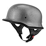 SLMOTO Motorcycle German Style Helmet Carbon Fiber Biker Half Open Face Helmet for Cruiser Chopper DOT Approval,Large