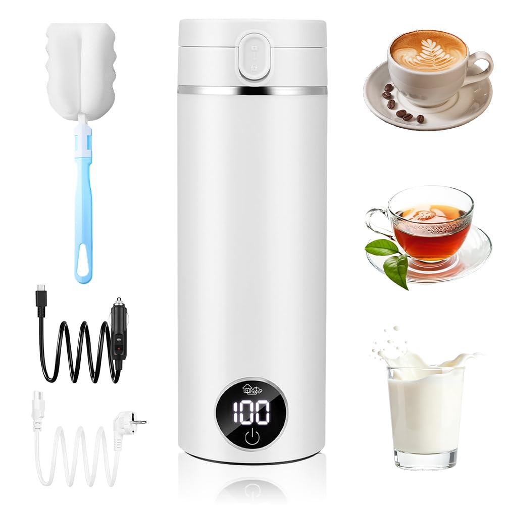 Mini Bouilloire Electrique, 500ML Petite Bouilloire électrique,300W Bouilloire USB, 6 Temperatures Mini Bouilloire Portable Arrêt Automatique, Chauffe Eau Portable pour Café Lait Thé Voiture