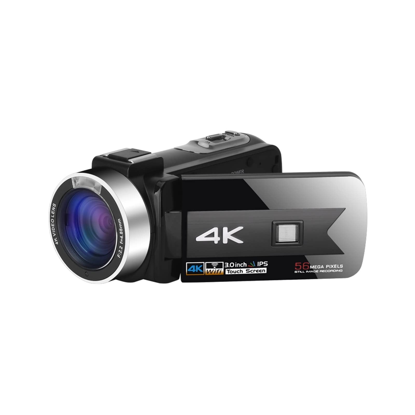 Kamera Wideo, Kamera kamery wideo z mikrofonem do nagrywania vlog 4K 56MP SKRET STRONI NOTA VIVICE HD RECORDER WIFI cyfrowa Wi -Fi(K1 Gray 32G)