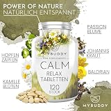 MYBUDDY Calm Relaxtabletten Hund Beruhigung mit Baldrian Hopfen Johanniskraut Kamille für alle Rassen Nahrungsergänzungsmittel für Hunde Made in Germany (Calm Relaxtabletten, 3x120 Tabletten)