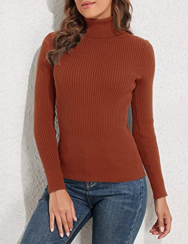 Image of PrettyGuide Women's Ribbed Turtleneck Long Sleeve Sweater Tops