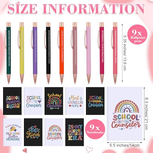 Resurhang 18 Pcs Teacher Appreciation Gifts Bulk, 9 School Counselor Notebook Journal & 9 Ballpoint Pen, Thank You Gifts for National Teacher Week 2026, Counselors Educators, Back to School Supplies