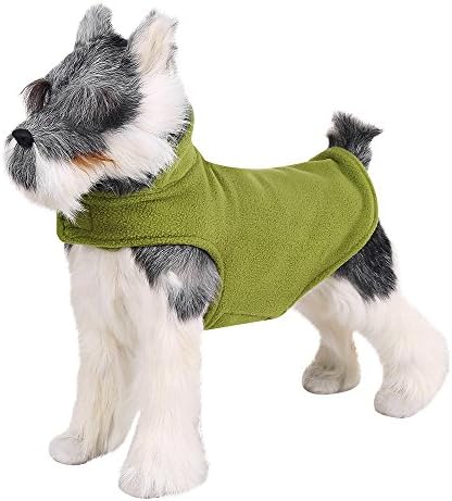 FOREYY Reflective Dog Fleece Coat with Leash Attachment Hole, Dogs Pet Autumn Winter Jacket Sweater Vest Apparel Clothes for Small Medium and Large Dogs(Green,M)
