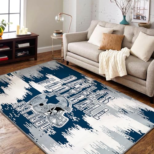 Image of YANGUMGUAN Dallas Living Room Rug for Bedroom Machine Washable Football Sports Area Rugs Carpet Non-Slip Backing for Boys and Man Cave Decor 5x7