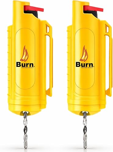 Burn Aerosol de pimienta para defensa personal, 1/2 onza en aerosol de pimienta compacto para mujeres con llavero, máxima resistencia, grado