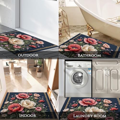 Paillasson Intérieur 40 x 60 cm Tapis Entrée Rétro Bleu Marine - 8
