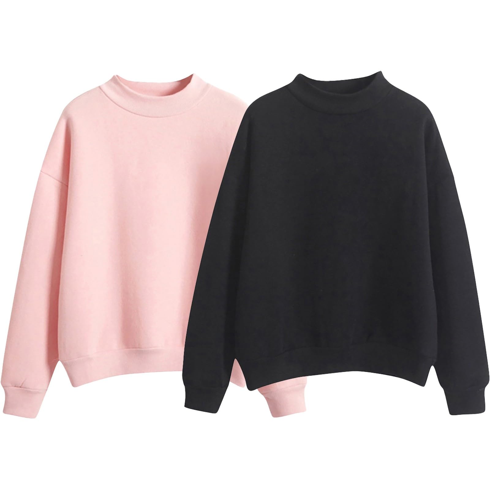Pack de 2 Sudaderas para Mujer Manga Larga Cuello Redondo Suéter Básico Primavera Invierno