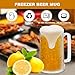 4 Pack Freezer Beer Mugs, 16 oz Clear Double Wall Gel Frosty Ice Mugs with Gel, Plastic Beer Mugs with Handles for Freezer, Parties and Gifts