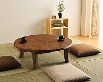 Amazon | 家具の里 ちゃぶ台 105cm丸 ライトブラウン ねこ脚 日本製 4