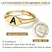 KeyStyle Women's Open Ring with Initial M, Gold Plated M Captial Letter Adjustable Signet Ring With Gift Box