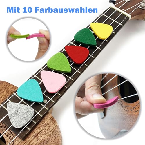 JUNLEGO Ukulele Anfänger Kit: Akkorddiagramm, Griffbrett-Aufkleber, Plektren - Schwarz und Weiß Vinyl, Ukulele Zubehör