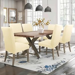 NORTHERN BROTHERS Dining Room Chair Covers Set of 4 Dining Chair Covers Stretch Removable Washable Parson Chair Slipcover for Dining Room Beige