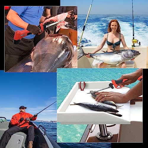 Cordless Electric Fillet Knife, 4 Ti-Nitride Non-Stick Blades, 2 Rechargeable Batteries, Safe Lock Grip, Outdoor Fish Fillet Knife with Portable EVA Case, Perfect for Fishing & Outdoor Use
