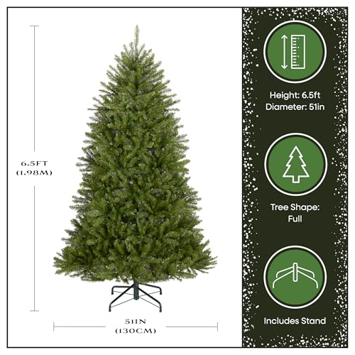 Image of National Tree Company 6.5 ft Unlit Dunhill Fir Full Artificial Christmas Tree, 1,838 Tips, Includes Stand, Green