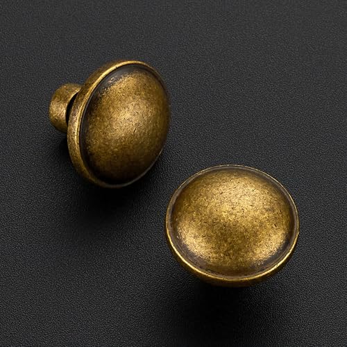Image of Ravinte 10 Pack 1-1 /4 Inch Diameter Kitchen Cabinet Knobs Antique Brass Dresser Knobs Round Solid Cabinet Drawer Pulls for Kitchen Cupboard Hardware