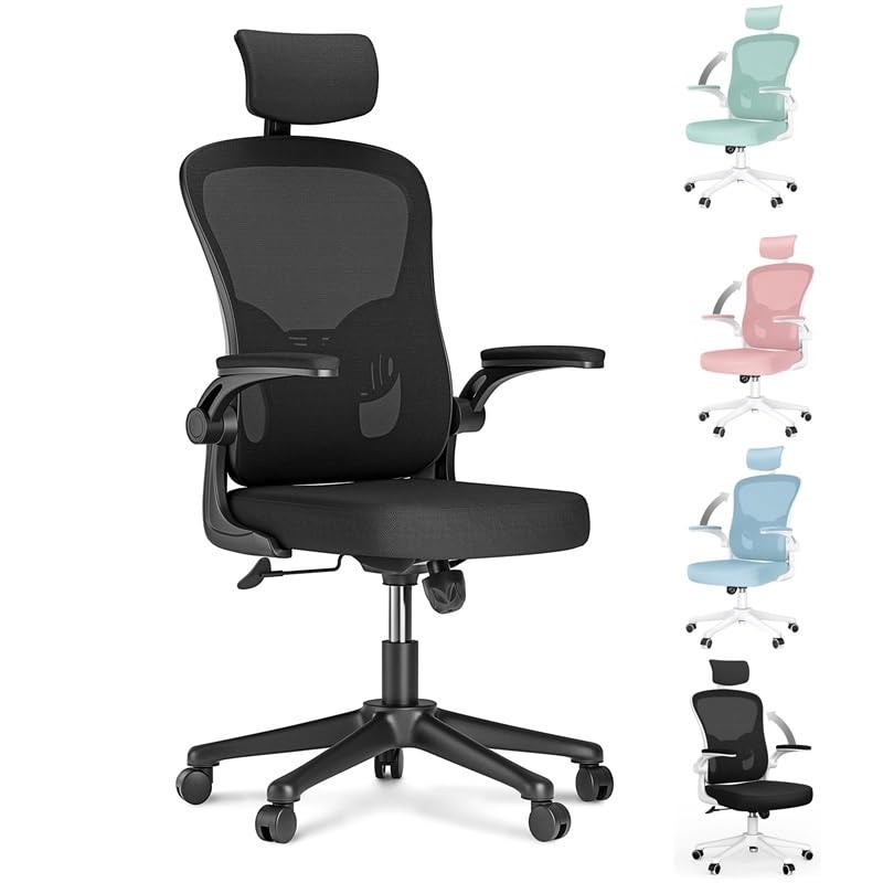 Chaise de jeu ergonomique noire pivotante et inclinable pour bureau