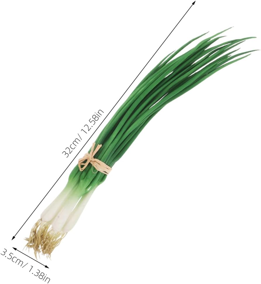 Set of 6 Artificial Spring Onions Model - 30 x 3 cm Realistic Plastic Leek Onions, Lifelike Vegetable Decoration for Kitchen, Restaurant, Shop Window & Photography Props