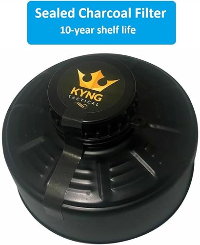Miniatura 5 de KYNG Máscara de gas respirador (4 piezas combinadas), protección de máscara con recipiente de filtro premium negro de 1.575 pulgadas para Halloween,