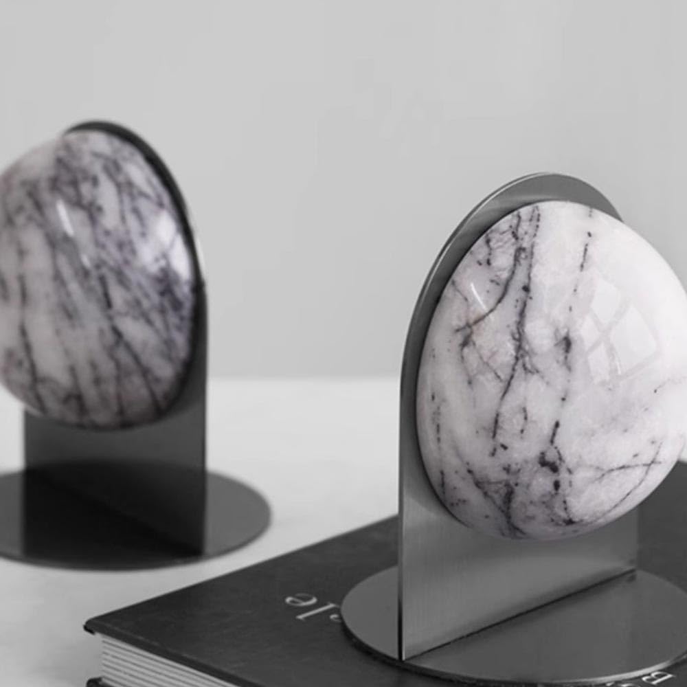 Bookend Support Marbled Bookends Desk Top Decorations for Home Library Office Bookends