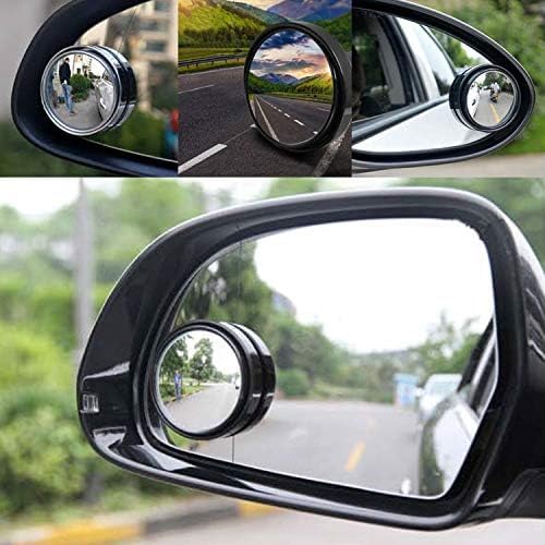 Image of Automaze 3R Blind Spot Mirrors, 2 inch Round HD Glass Convex 360 Wide Angle Side Rear View Mirror with ABS Housing for Cars SUV and Trucks, Silver, Pack of 2(3R-035) (Black)