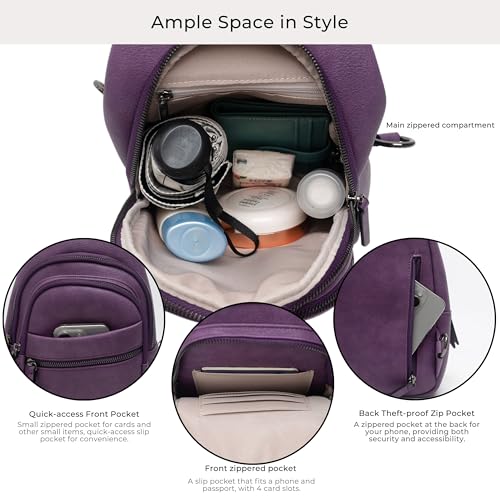 Image of Alldaily Large Sling Bag for Women Crossbody Purse Leather Fashionable Trendy Chest Bag for Travel, Fanny Pack (Purple)