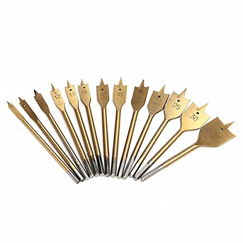 EsportsMJJ 13Pcs 1/4 Pulgadas De Caña De Titanio Recubierto 6-35 mm Máquina Plana De Madera Pala Brocas Taladradoras Set