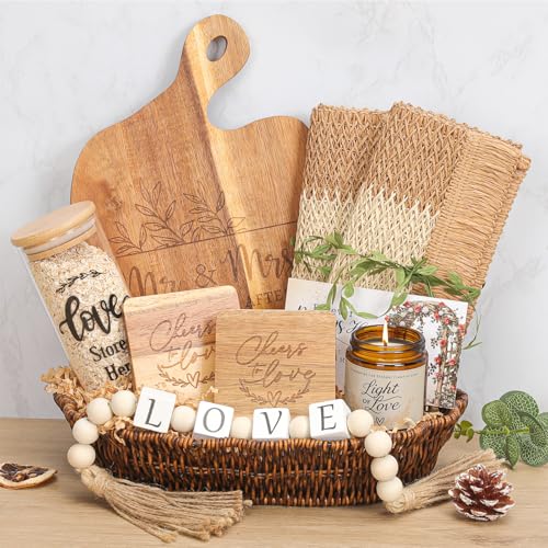 Wedding Gifts for Couples 2026, Gifts for couples,Bride Shower Gifts,Anniversary Engagement Gift,Mr and Mrs Cutting Board Basket Set